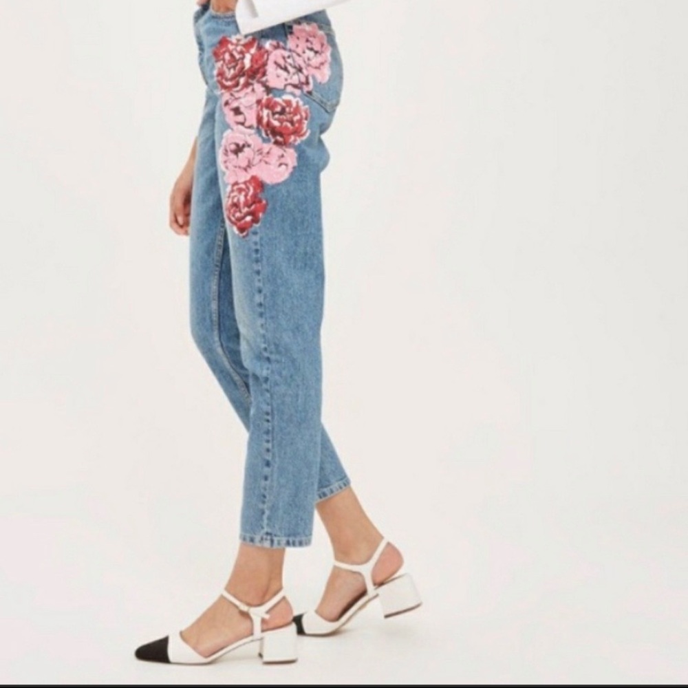 Topshop Floral Mom Jeans